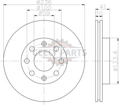 8DD355111341 Диск тормозной Шевроле Авео Chevrolet Aveo 236mm Шевроле Авео